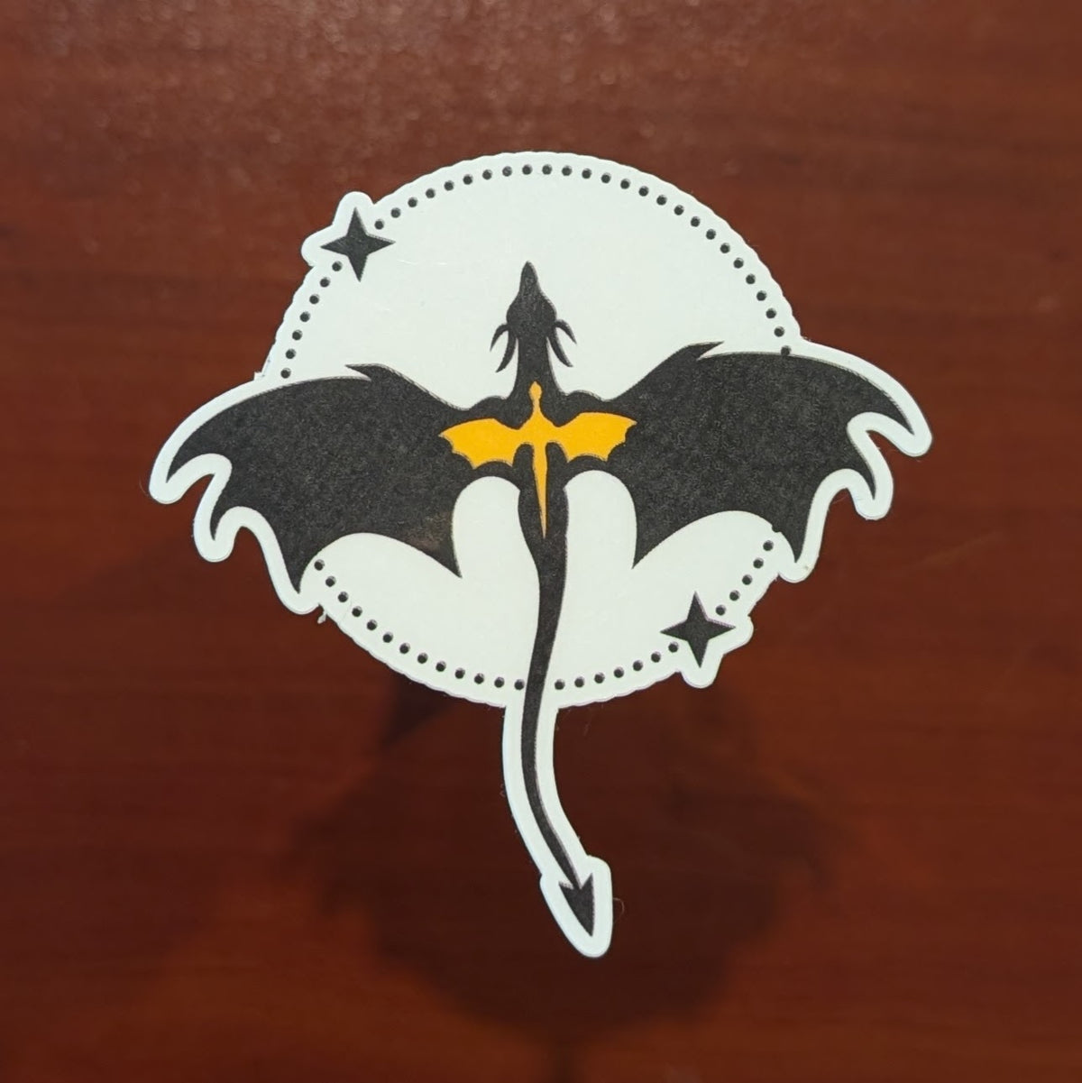Twin Dragons Sticker – Black & Gold Fantasy Dragon Vinyl Sticker