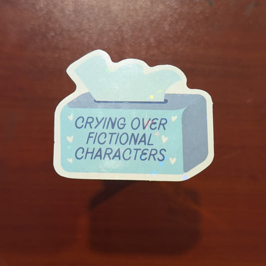 Crying Over Fictional Men Sticker – Holographic Bookish Vinyl Sticker